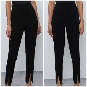 Aritzia x Babaton Black Ankle Cropped Pants with Split Hem